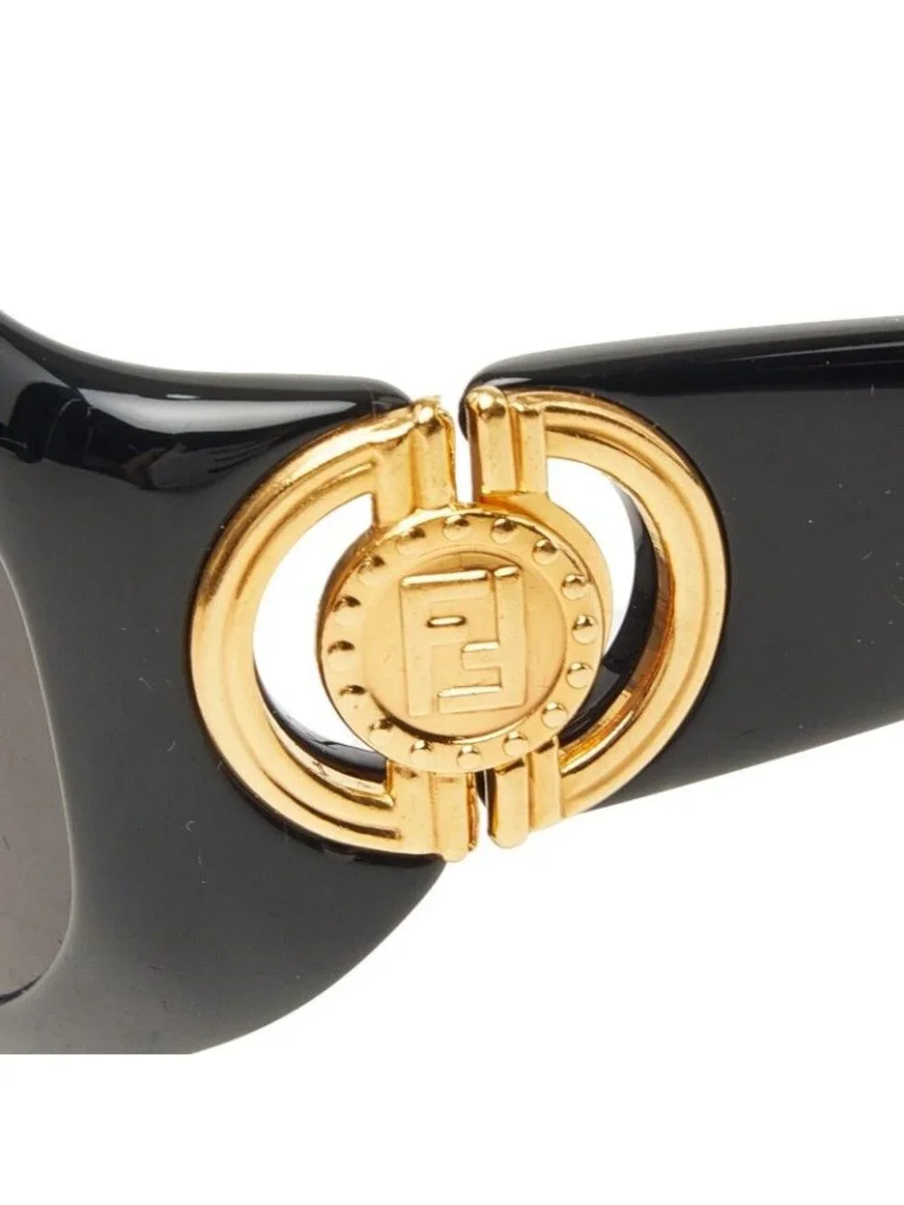 Fendi Oval Sunglasses Black Gold Acetate Plated Eyewear